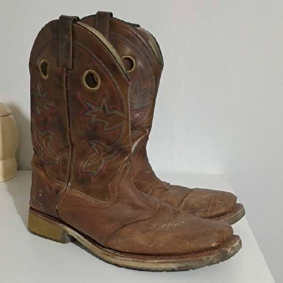 HH Double H Brown Leather Cowboy Boots Western Boots Size 14D - Picture 6 of 15